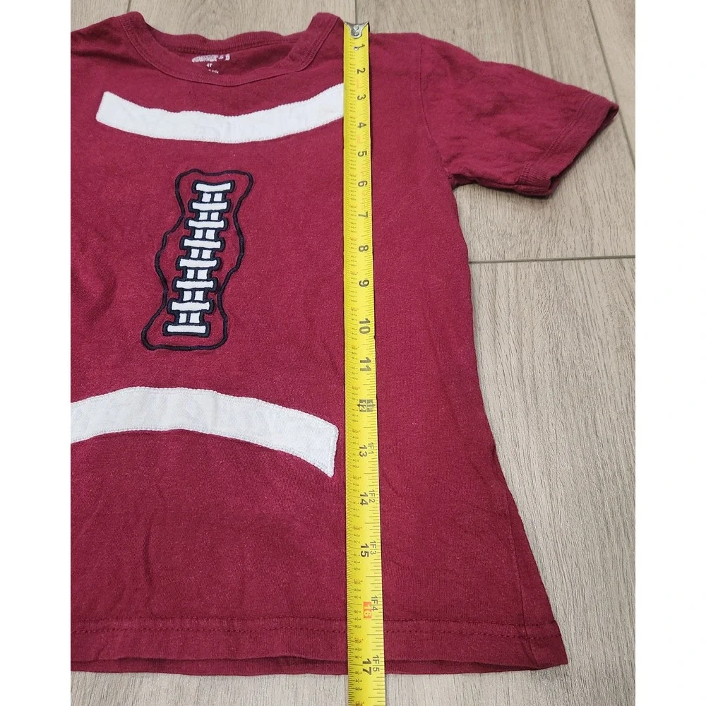 Boys Girls Kids Football 100% Cotton Applique T-Shirt Size 4T Burgundy Gymboree